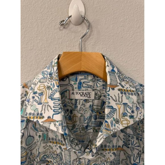 Autocratic Vogue Made In Italy Vintage Scientific Button Down Shirt Sz L - Picture 5 of 7